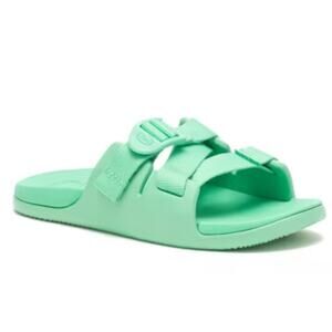 Kid's Chaco Youth US 5 'Chillos' Slide Sandal Jade Green Adjustable Closure